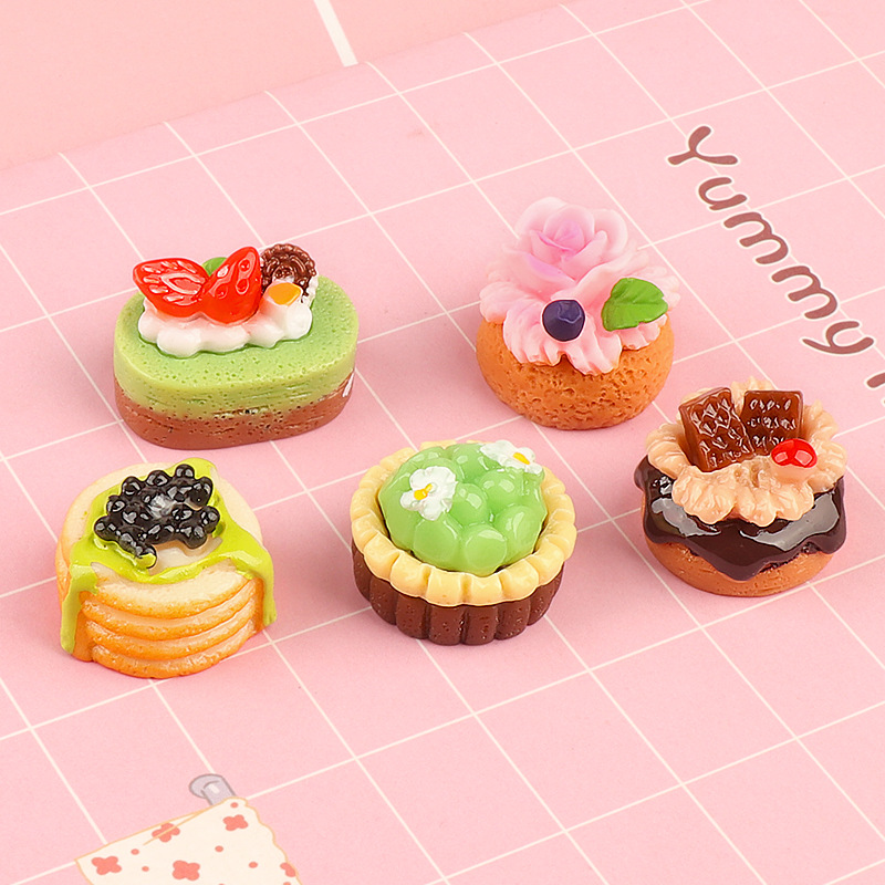 5pcs Cute Mini Fruit Cake Resi - Jewelry Making Desk 评论和价格