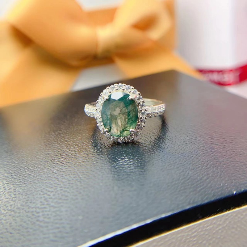 Natural Moss Agate Ring Promis - Jewelry Making University 评论和价格