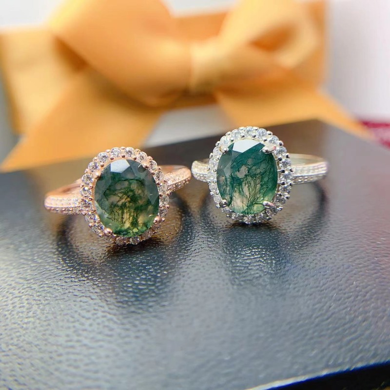 Natural Moss Agate Ring Promis - Jewelry Making University 评论和价格