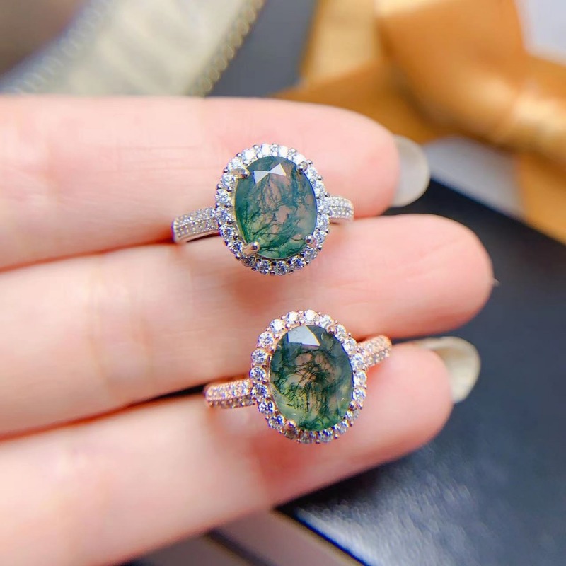 Natural Moss Agate Ring Promis - Jewelry Making University 评论和价格