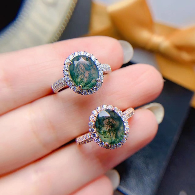 Natural Moss Agate Ring Promis - Jewelry Making University 评论和价格