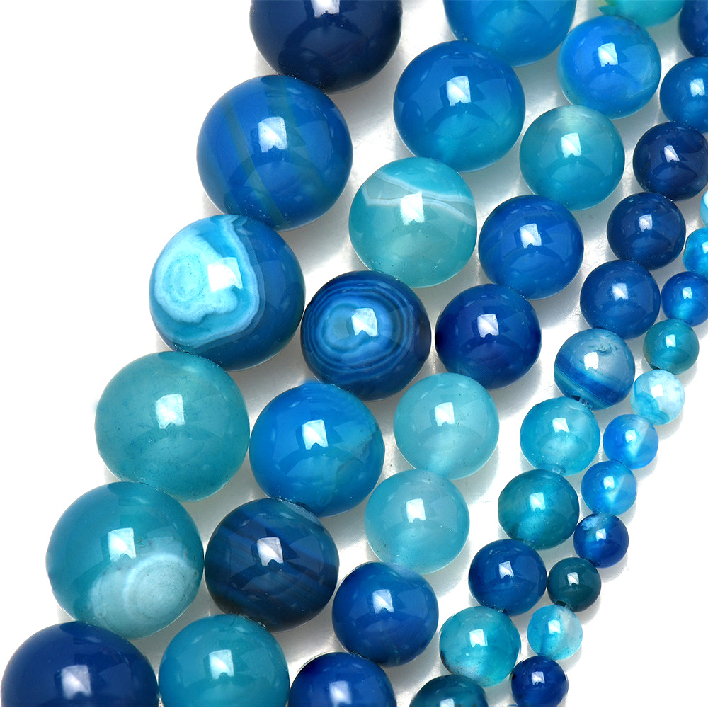 Natural Stone Banded Blue Lace - Jewelry Making Stones 评论和价格