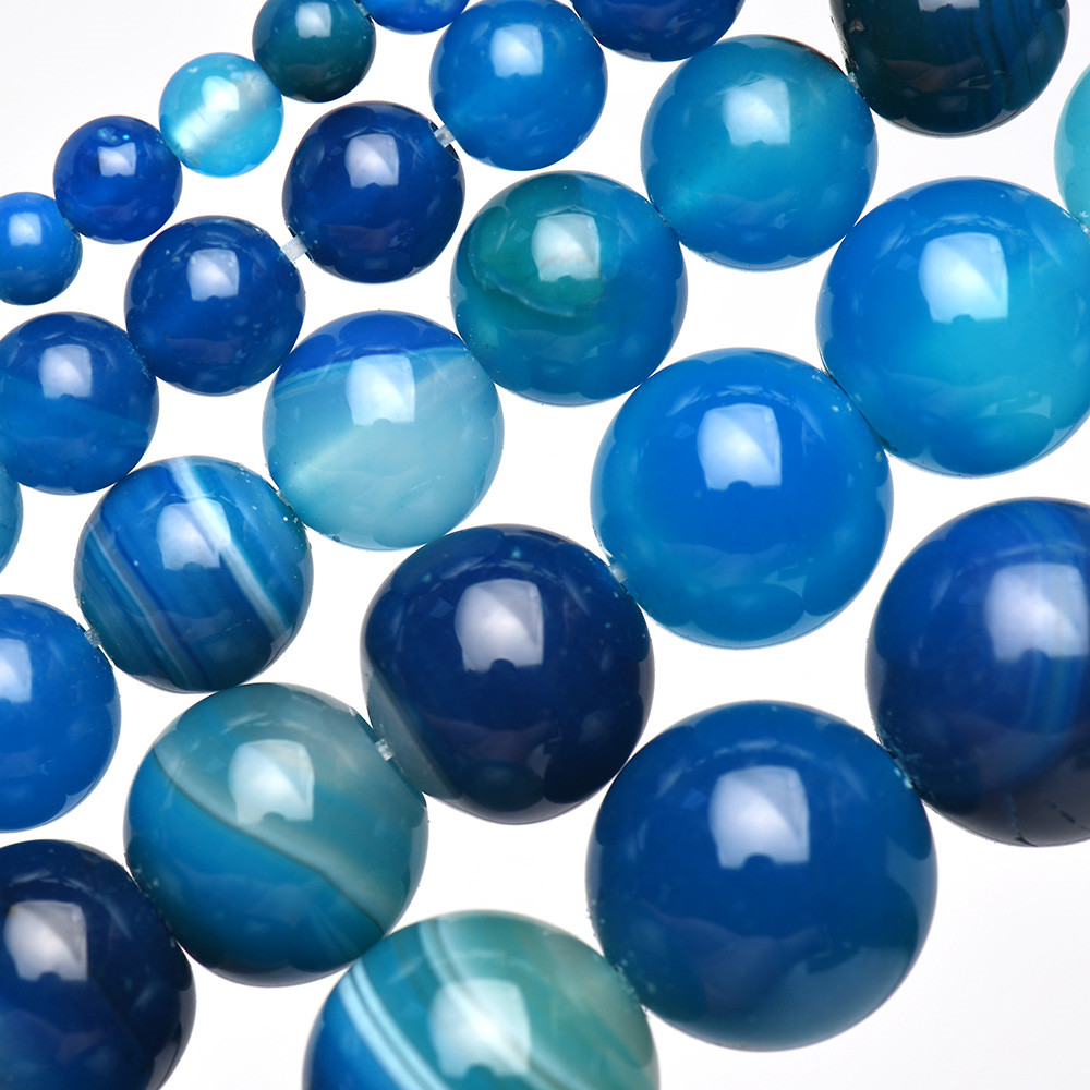 Natural Stone Banded Blue Lace - Jewelry Making Stones 评论和价格