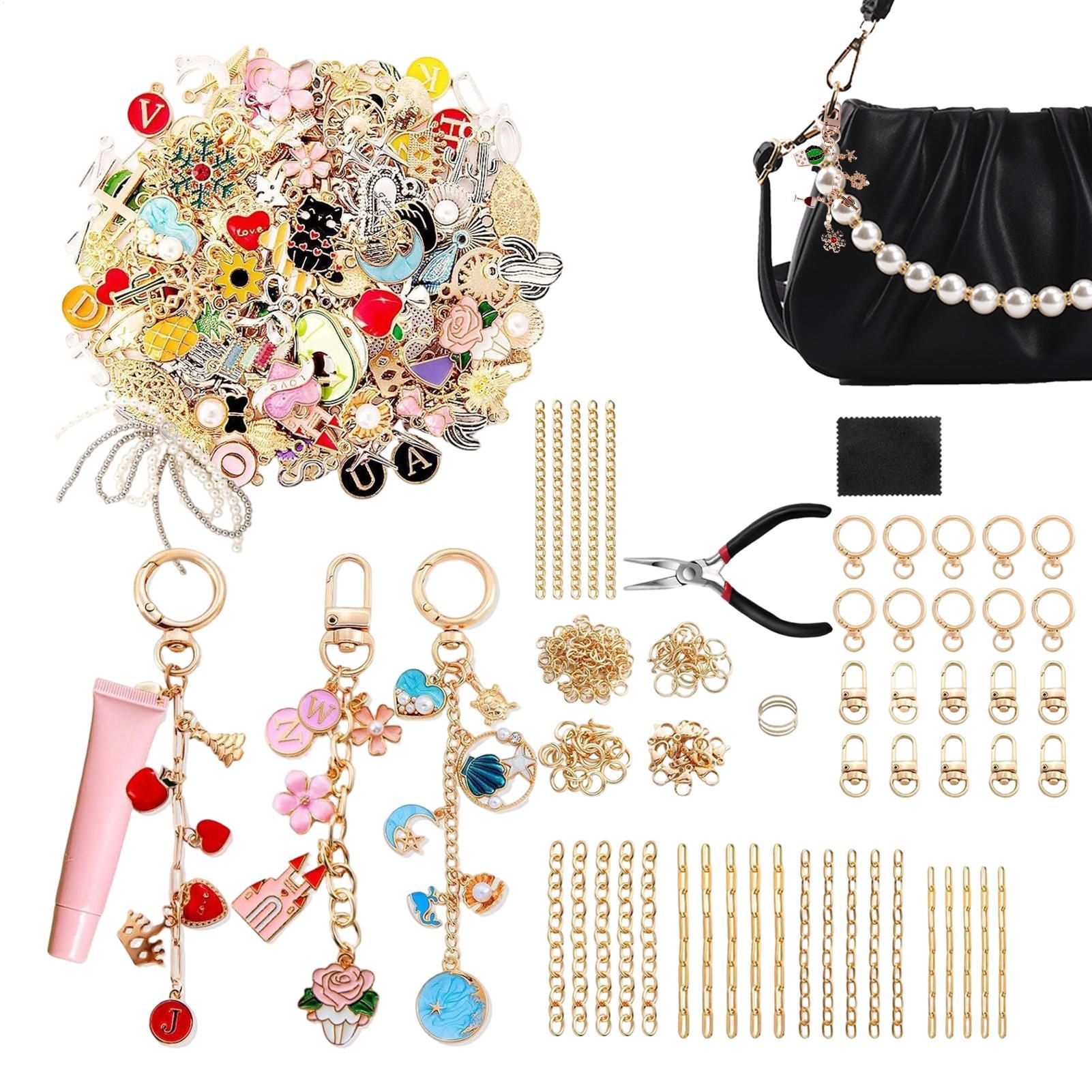 325 Pieces Bag Charm Keychain  - Jewelry Making Party For Adults 评论和价格