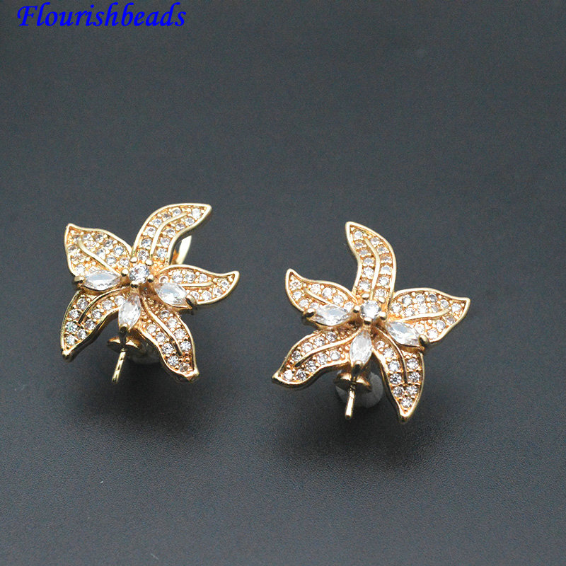 30pc Pin Style CZ Paved Flower - Jewelry Making Kits 评论和价格