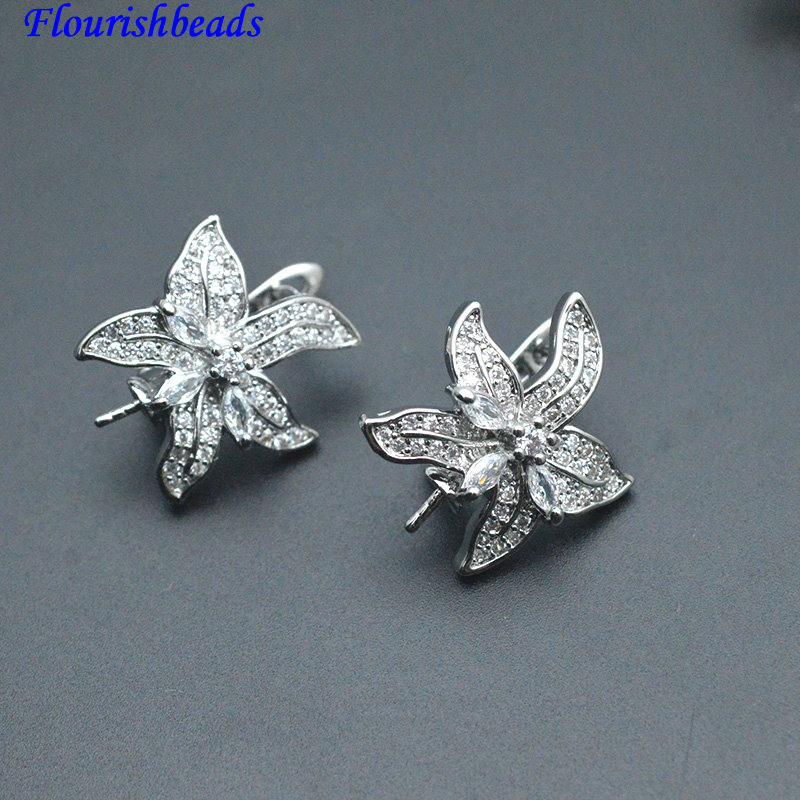 30pc Pin Style CZ Paved Flower - Jewelry Making Kits 评论和价格