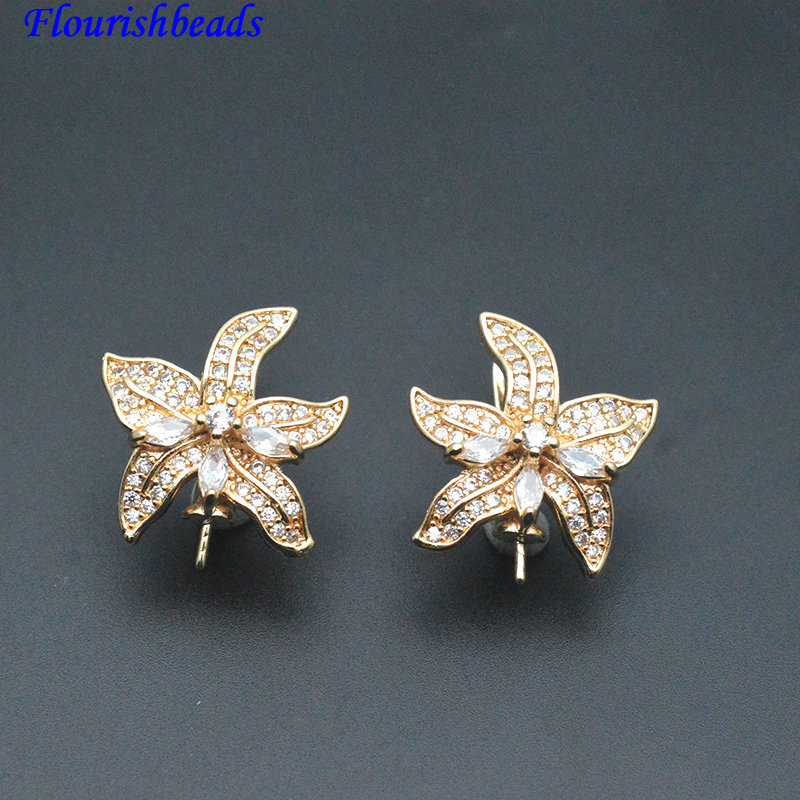 30pc Pin Style CZ Paved Flower - Jewelry Making Kits 评论和价格