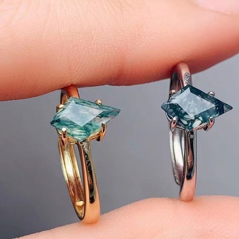 Moss Agate 925 Silver Wedding  - Jewelry Making University 评论和价格