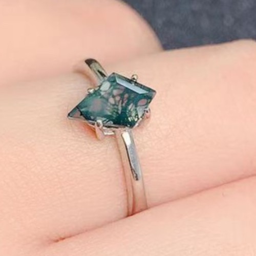 Moss Agate 925 Silver Wedding  - Jewelry Making University 评论和价格