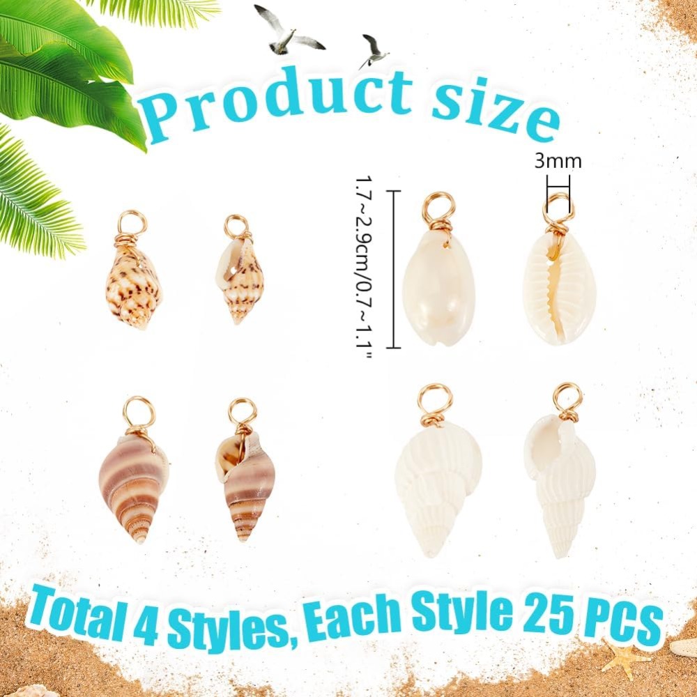 100pcs 4 Styles Natural Shell  - Jewelry Making Kits 评论和价格