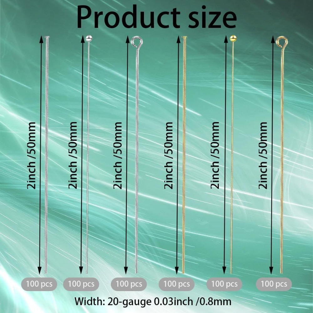 600pcs Flat Head Eye Bead Pins - Jewelry Making Head Pins 评论和价格