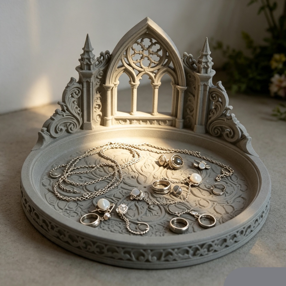 3D Printed White Gothic Cathed - Jewelry Making Desk 评论和价格